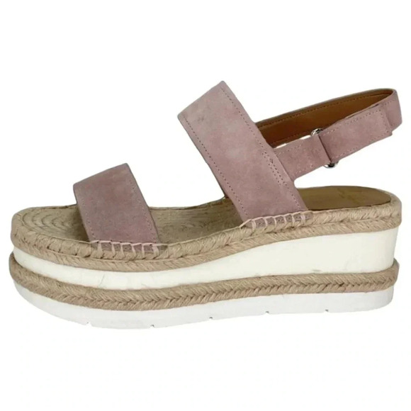 Marc Fisher LTD Platform Sandals 9M Gallia Pink Suede Jute Wrapped Slingback - Picture 2 of 13